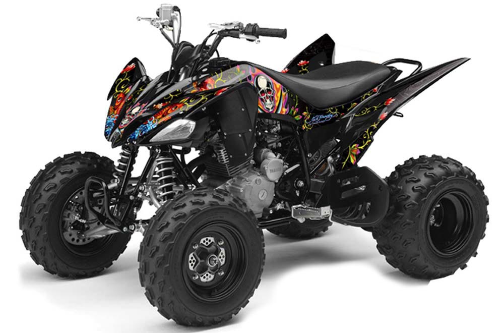Yamaha Raptor 250 ATV Graphic Kit - 2008-2014 Ed Hardy - Pirates Black