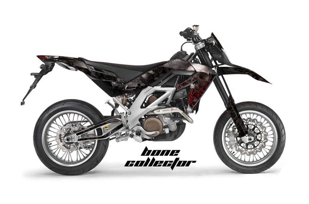 Aprilia SXV 4.5 / 5.5 Dirt Bike Graphic Kit - 2006-2015 Bone Collector Black