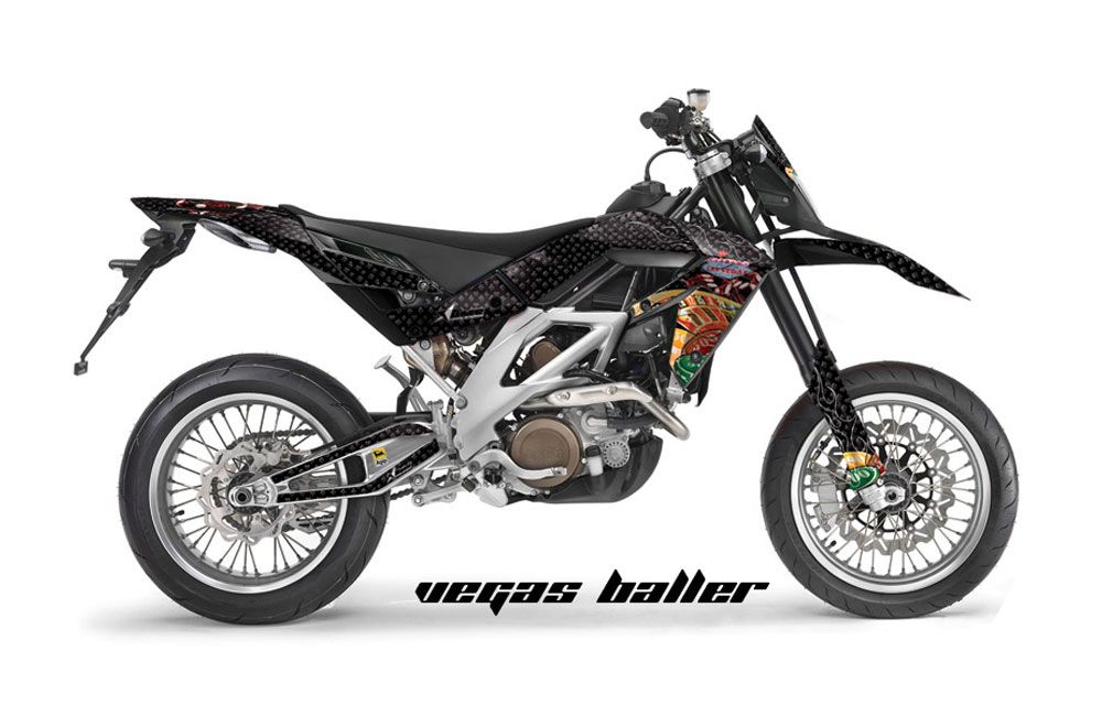 Aprilia SXV 4.5 / 5.5 Dirt Bike Graphic Kit - 2006-2015 Vegas Baller Black