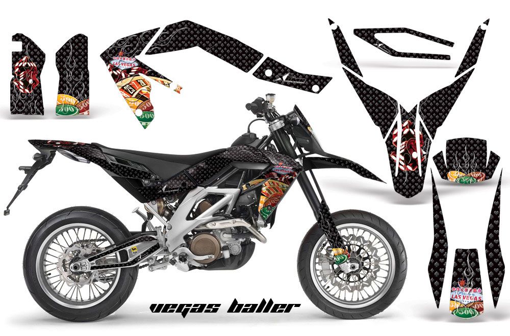 Aprilia SXV 4.5 / 5.5 Dirt Bike Graphic Kit - 2006-2015 Vegas Baller Black