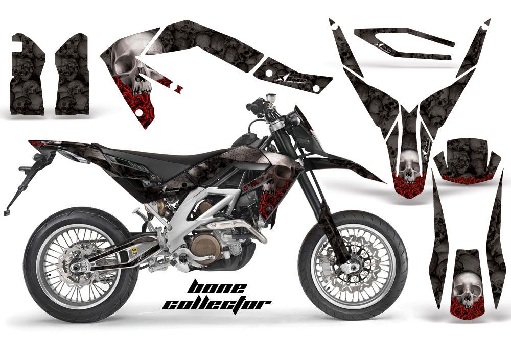 Aprilia SXV 4.5 / 5.5 Dirt Bike Graphic Kit - 2006-2015 Bone Collector Black