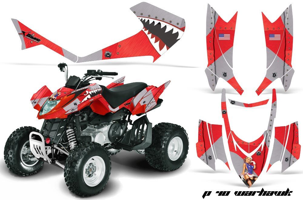 Arctic Cat DVX250 ATV Graphic Kit - All Years P40 Warhawk Red