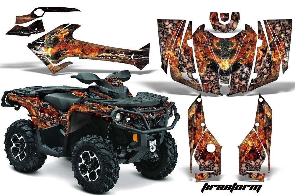 Can Am Outlander XT / DPS / SST ATV Graphic Kit - 2013-2016 Firestorm Black