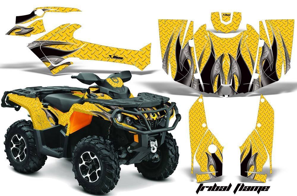 Can Am Outlander XT / DPS / SST ATV Graphic Kit - 2013-2016 Tribal Flame Yellow