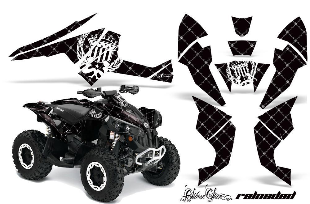 Can Am Renegade 500x/r / 800x/r ATV Graphic Kit - All Years Silver Star - Reloaded Black