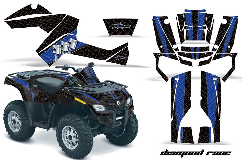 Can Am Outlander EFI 500 / 650 / 800 / 1000 ATV Graphic Kit - 2006-2011 Diamond Race Blue