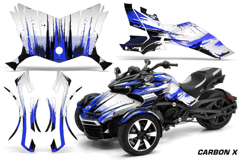 Can Am F3-S Spyder Graphic Kit - All Years Carbon X Blue