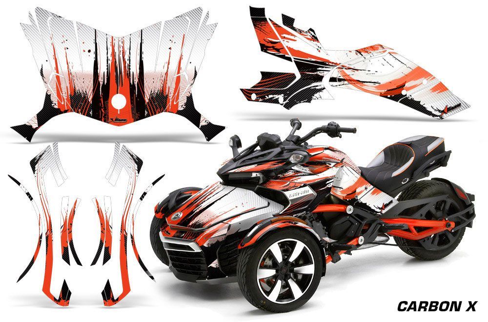 Can Am F3-S Spyder Graphic Kit - All Years Carbon X Orange