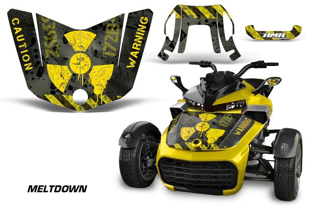 Can Am F3-S Spyder Hood Graphic Kit - All Years Meltdown Yellow