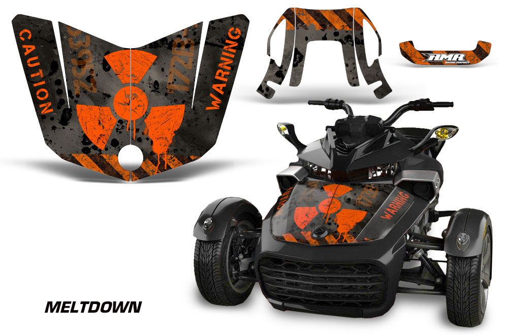 Can Am F3-S Spyder Hood Graphic Kit - All Years Meltdown Orange