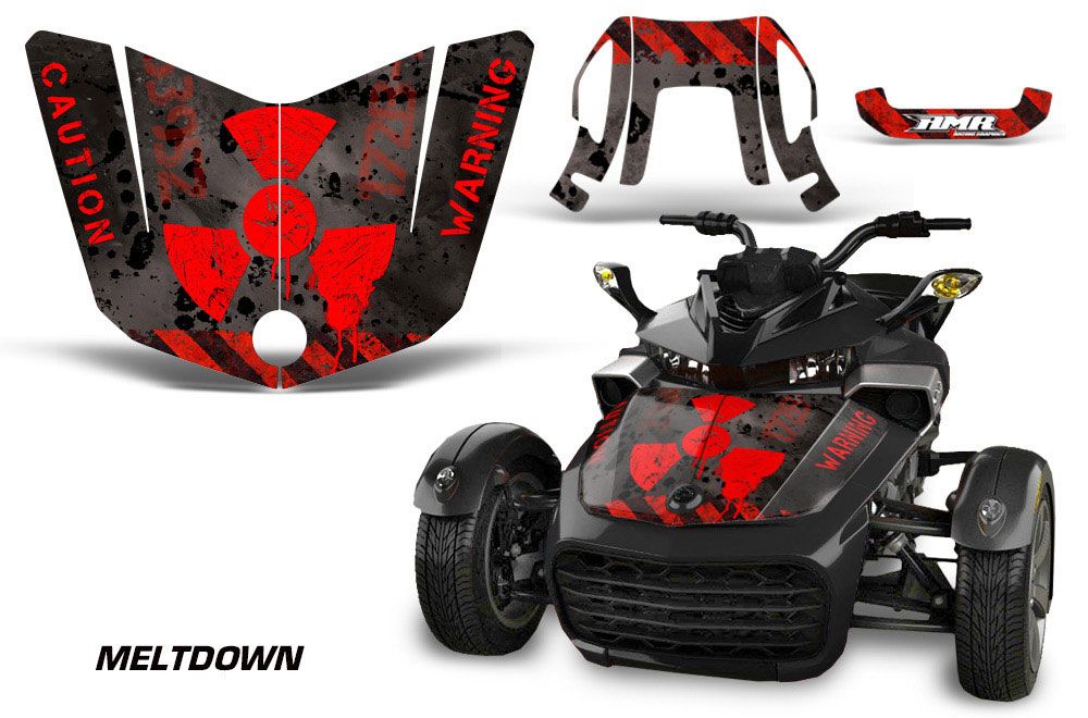 Can Am F3-S Spyder Hood Graphic Kit - All Years Meltdown Red