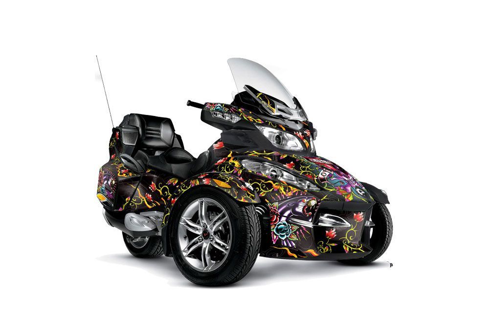 Can Am BRP (RTS) Spyder w/ Trim Kit Graphic Kit - 2010-2012 Ed Hardy Love Kills Black