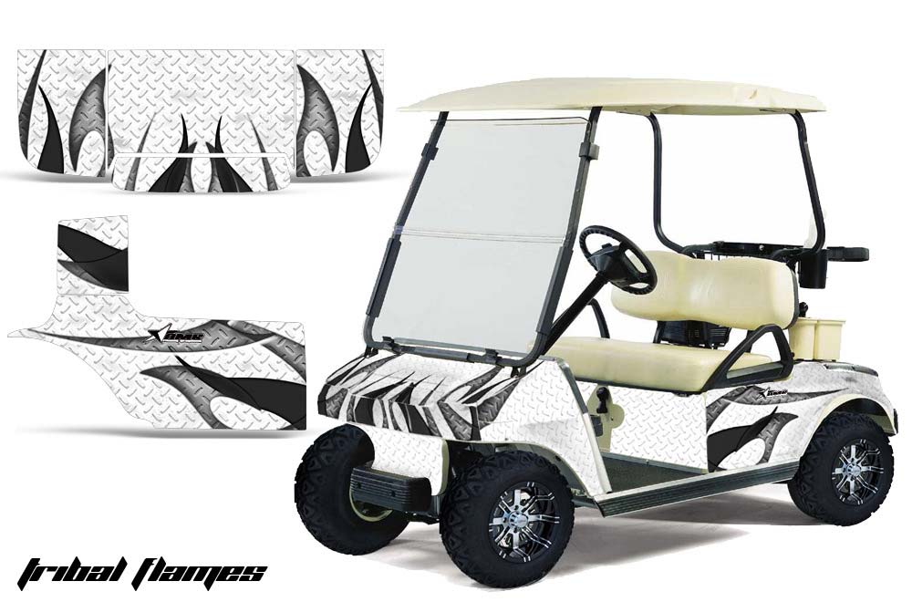 Club Car Golf Cart Graphic Kit - 1983-2014 Tribal Flames White