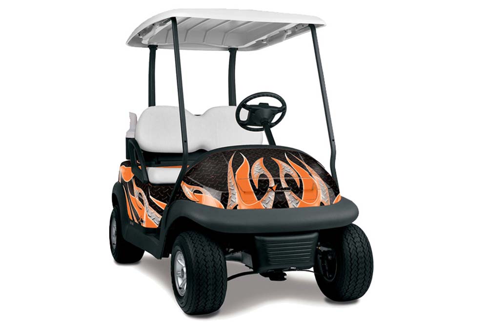 Club Car Precedent I2 Golf Cart Graphic Kit - 2006-2017 Tribal Flames Orange