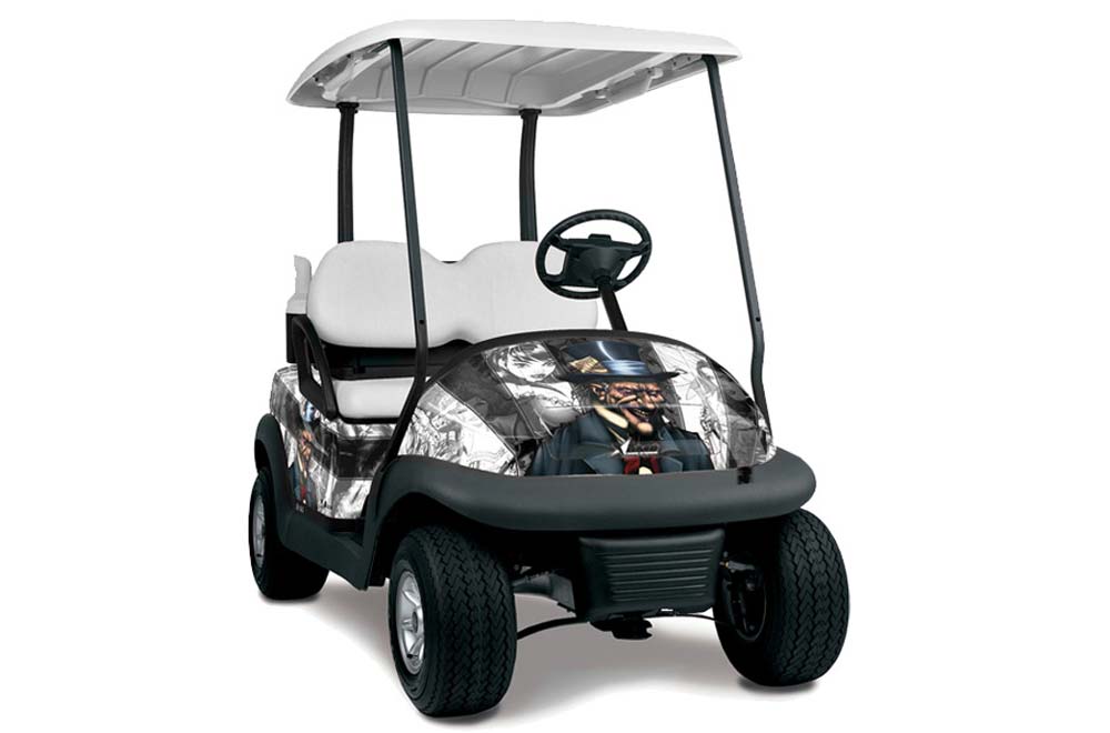 Club Car Precedent I2 Golf Cart Graphic Kit - 2006-2017 Mad Hatter Black White