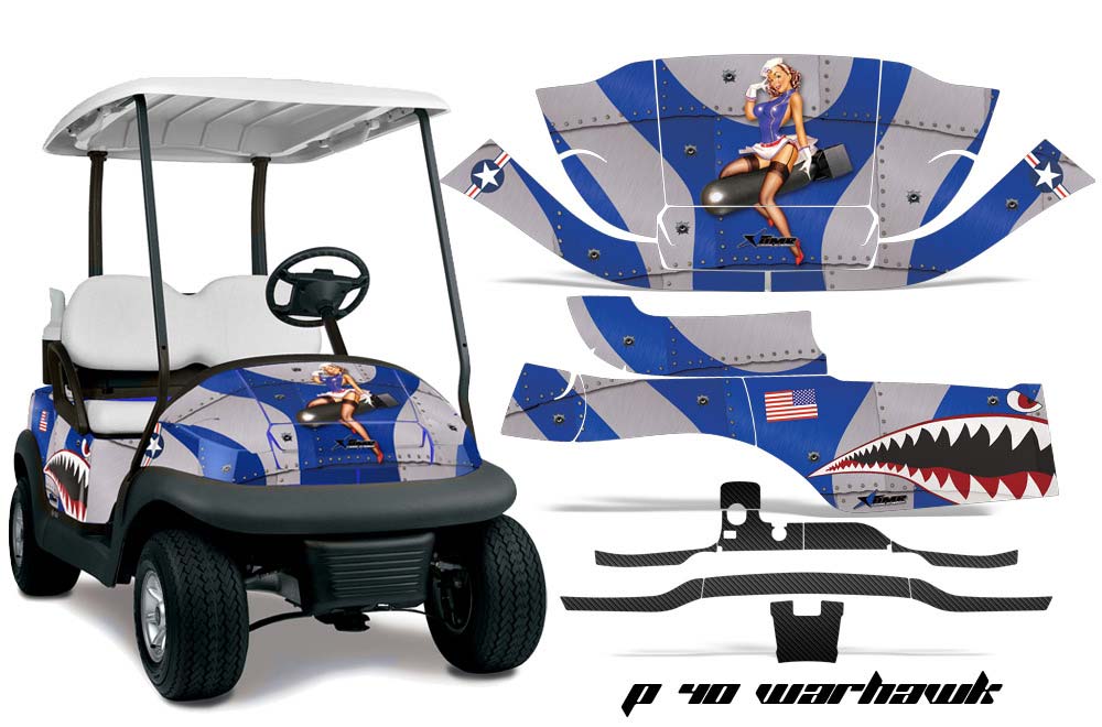 Club Car Precedent I2 Golf Cart Graphic Kit - 2006-2017 P40 Warhawk Blue