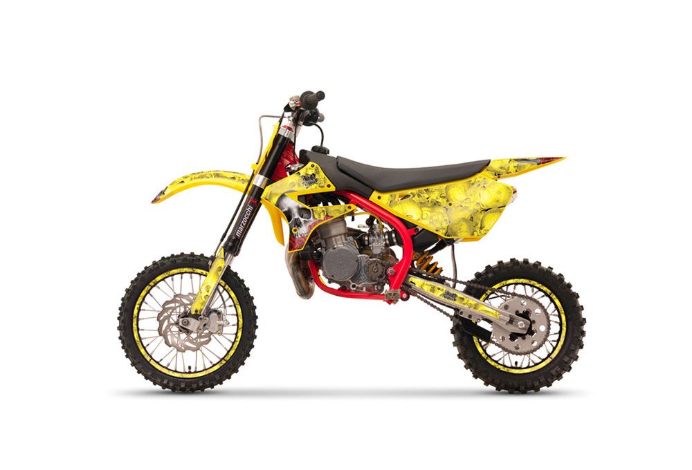 Cobra CX 50 Jr Dirt Bike Graphic Kit - 2003-2011 Bone Collector Yellow