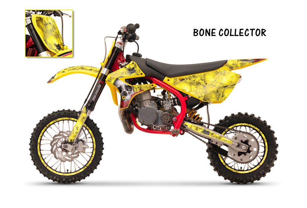 Cobra CX 50 Jr Dirt Bike Graphic Kit - 2003-2011 Bone Collector Yellow