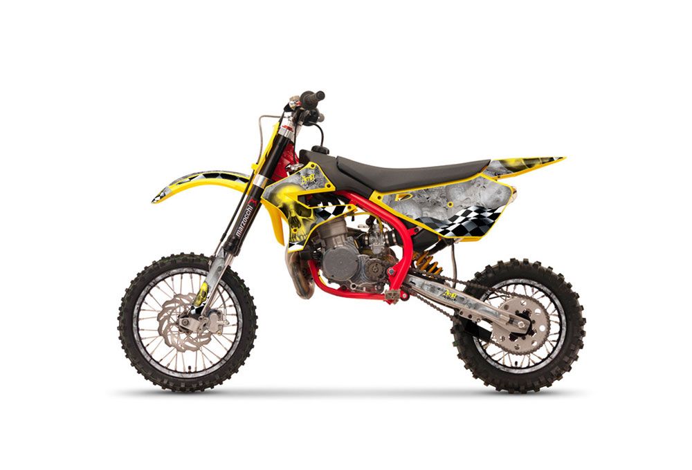 Cobra CX 50 Jr Dirt Bike Graphic Kit - 2003-2011 Diamond Flames Yellow