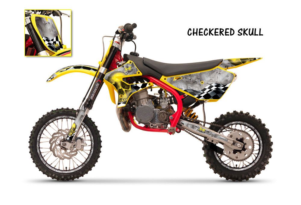 Cobra CX 50 Jr Dirt Bike Graphic Kit - 2003-2011 Diamond Flames Yellow