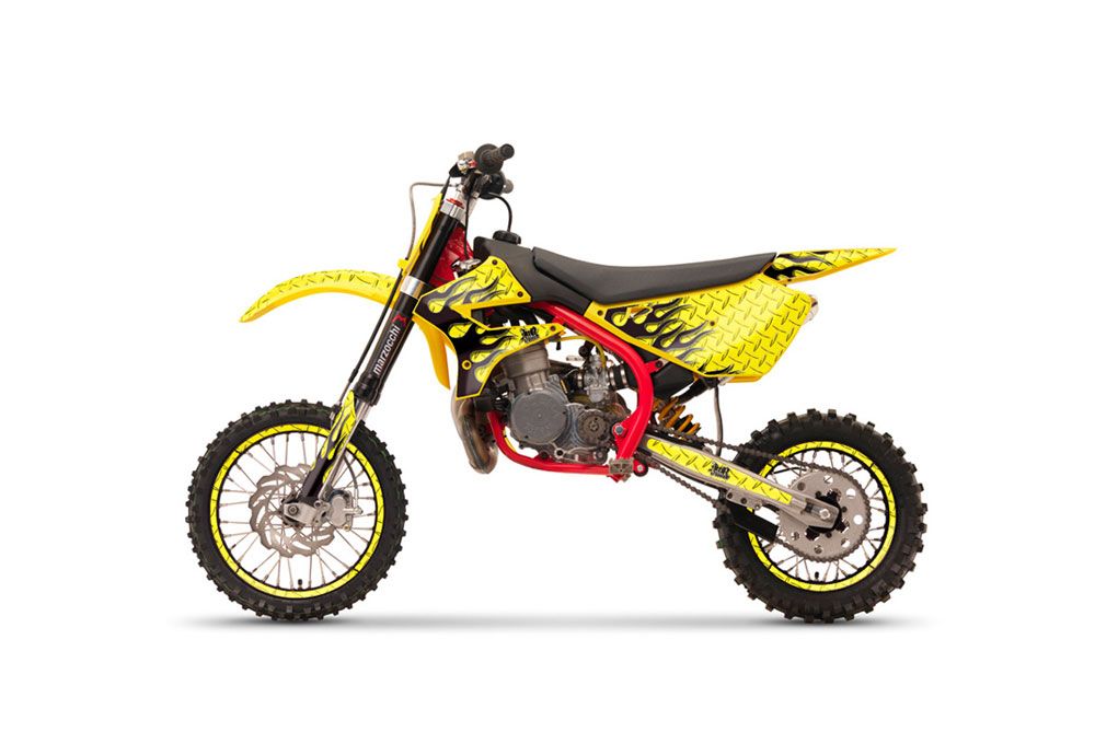 Cobra CX 50 Jr Dirt Bike Graphic Kit - 2003-2011 Mad Hatter Yellow