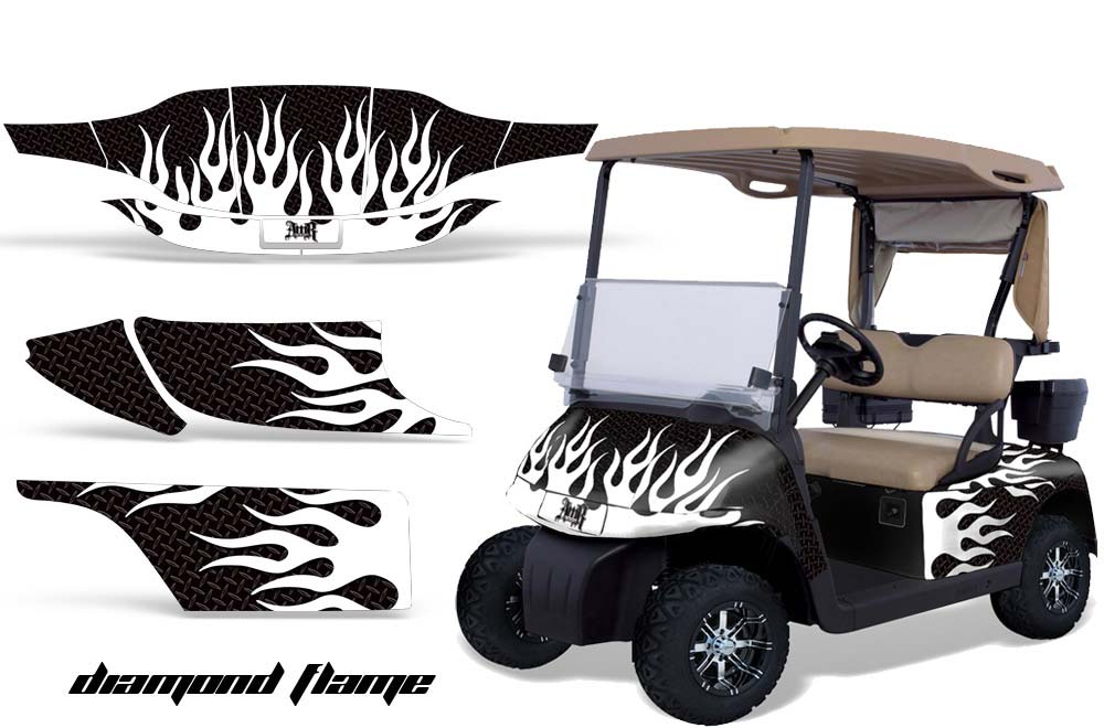 EZ-GO TXT Golf Cart Graphic Kit - 1994-2013 Diamond Flames White