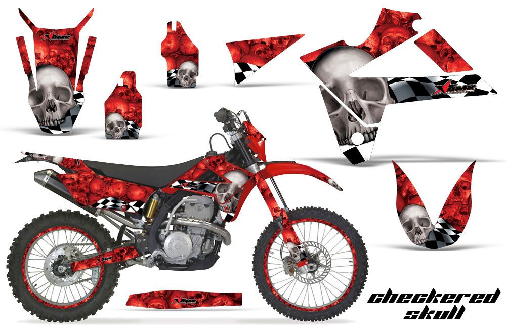 Gas Gas EC 250 Dirt Bike Graphic Kit - 2009-2010 Checkered Skull Red