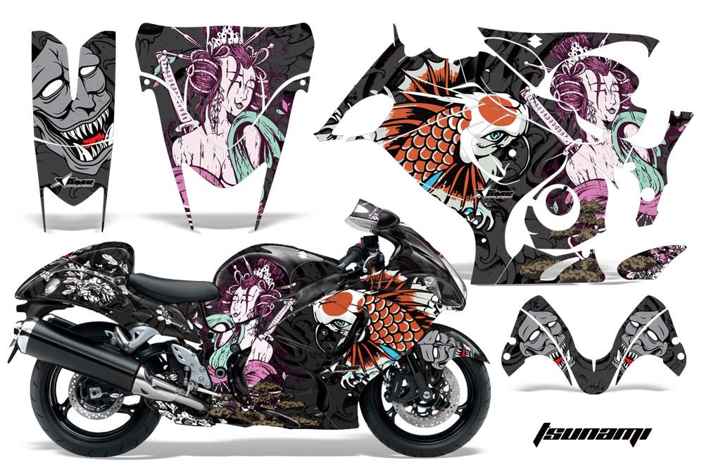 Suzuki GSXR 1300 Hayabusa Graphic Kit - 2008-2013 Tsunami Black