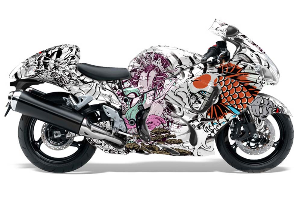 Suzuki GSXR 1300 Hayabusa Graphic Kit - 2008-2013 Tsunami White