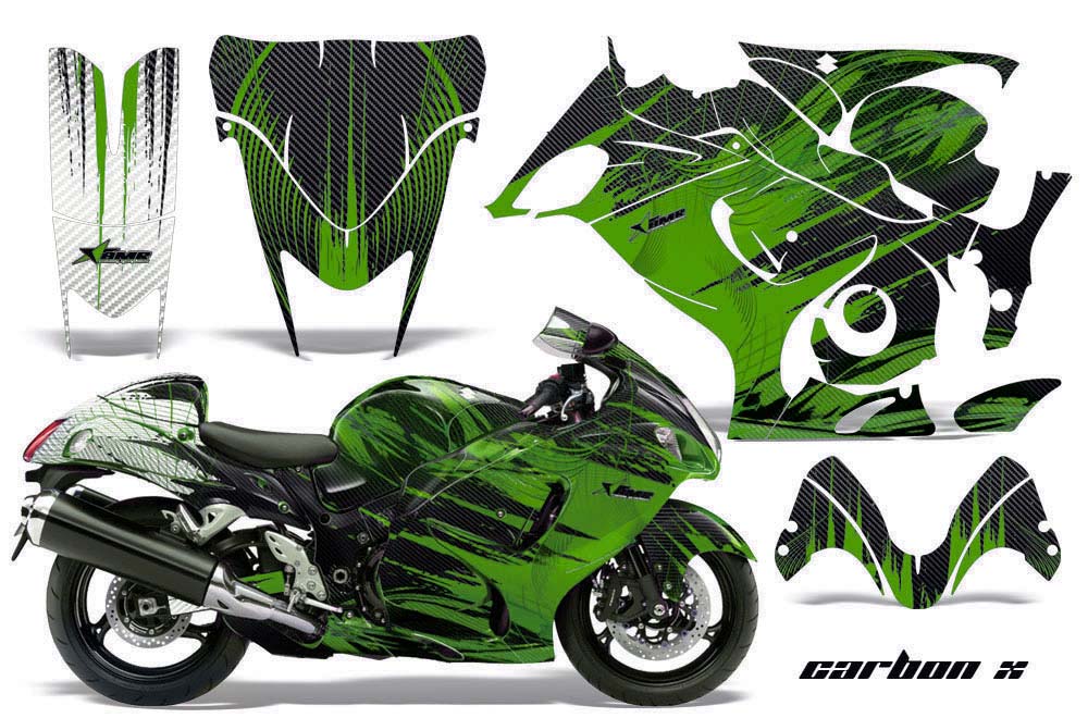 Suzuki GSXR 1300 Hayabusa Graphic Kit - 2008-2013 Carbon X Green