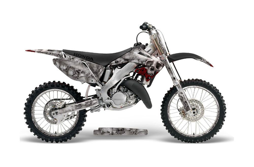 Honda CR250 Dirt Bike Graphic Kit - 1995-2015 Bone Collector Silver