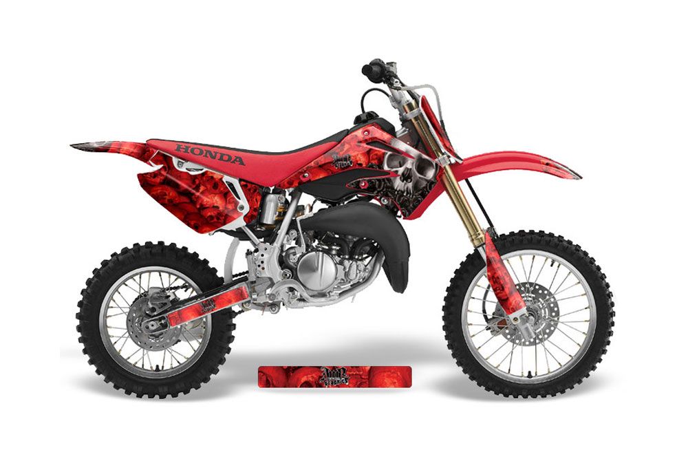 Honda CR85 Dirt Bike Graphic Kit - 2003-2007 Bone Collector Red