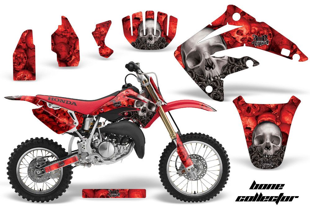 Honda CR85 Dirt Bike Graphic Kit - 2003-2007 Bone Collector Red