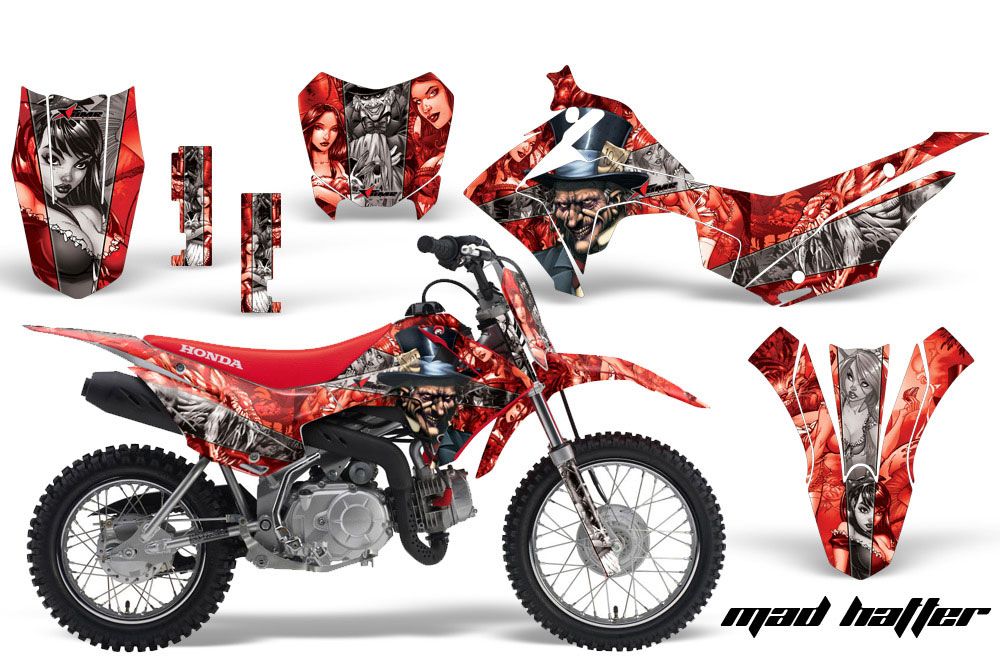 Honda CRF110 F Dirt Bike Graphic Kit - 2013-2018 Mad Hatter Red
