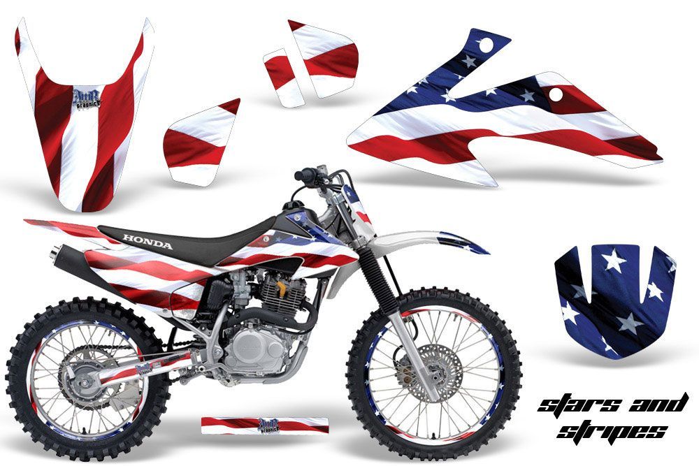 Honda CRF150 F Dirt Bike Graphic Kit - 2008-2014 Stars and Stripes Red White & Blue