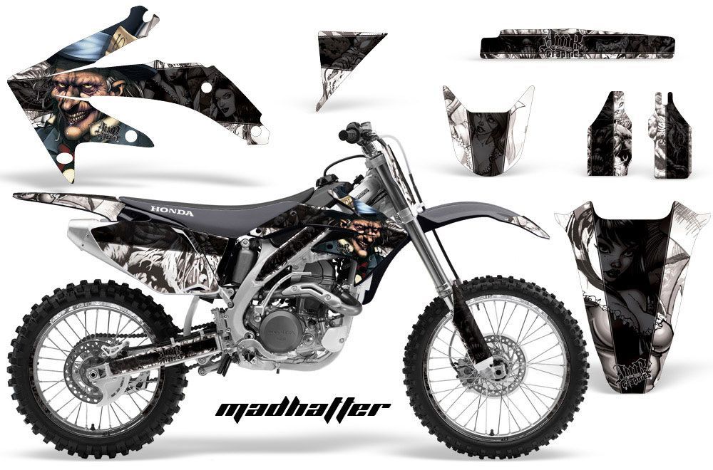 Honda CRF450 R Dirt Bike Graphic Kit - 2002-2012 Mad Hatter White
