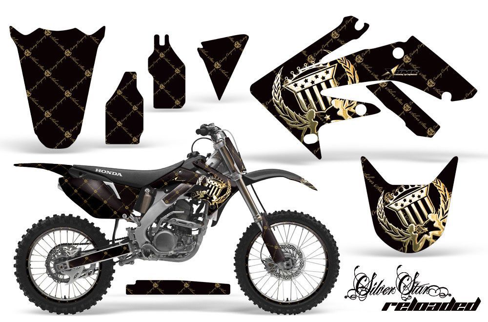 Honda CRF250 R Dirt Bike Graphic Kit - 2004-2013 Silver Star - Reloaded Gold