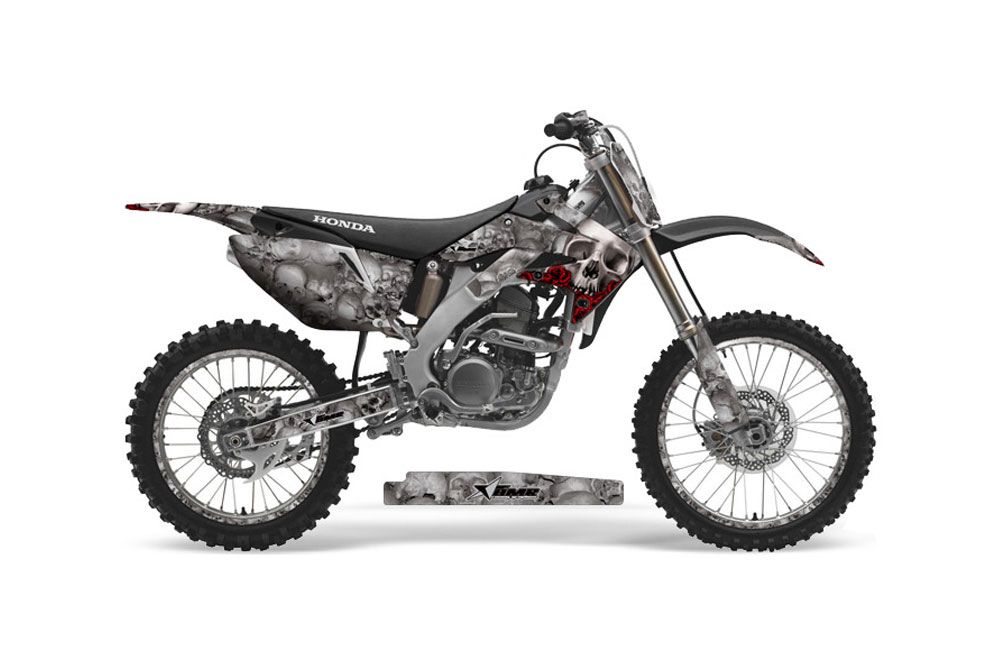 Honda CRF250 R Dirt Bike Graphic Kit - 2004-2013 Bone Collector Silver