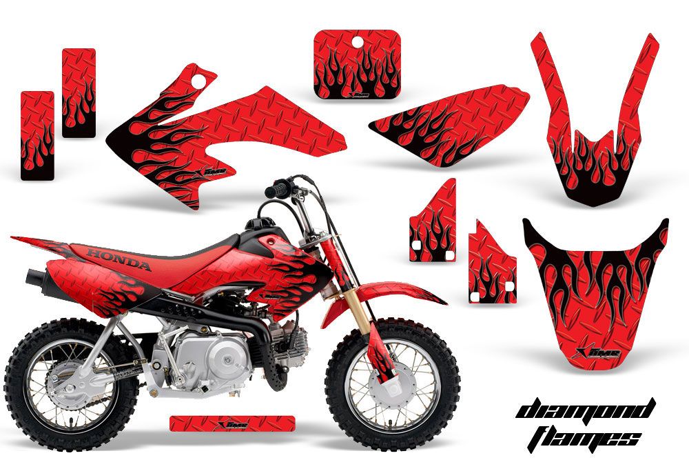 Honda CRF50 Dirt Bike Graphic Kit - 2004-2013 Diamond Flames Red