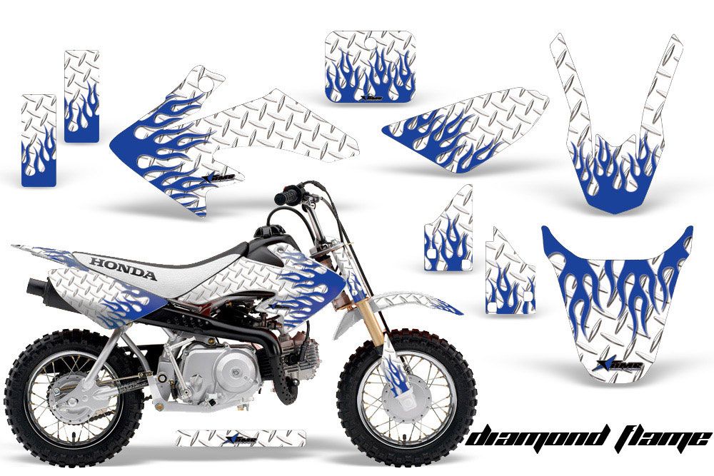 Honda CRF50 Dirt Bike Graphic Kit - 2004-2013 Diamond Flames White