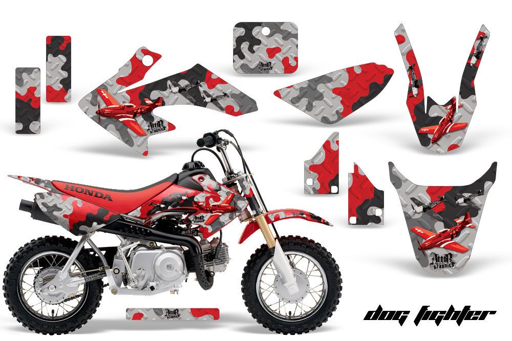 Honda CRF50 Dirt Bike Graphic Kit - 2004-2013 Dog Fighter Red
