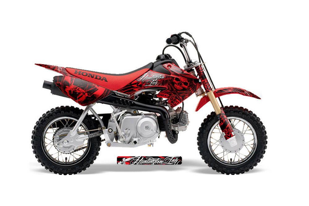 Honda CRF50 Dirt Bike Graphic Kit - 2004-2013 Skulls and Hammers Red