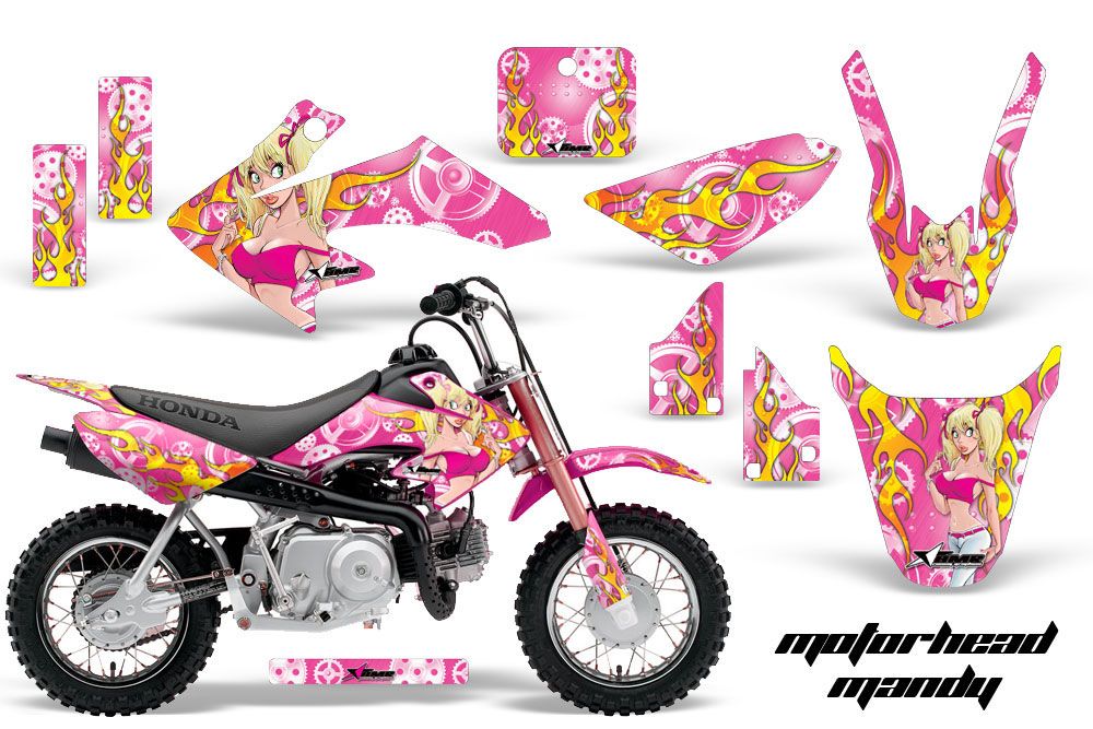 Honda CRF50 Dirt Bike Graphic Kit - 2004-2013 Motorhead Mandy Pink