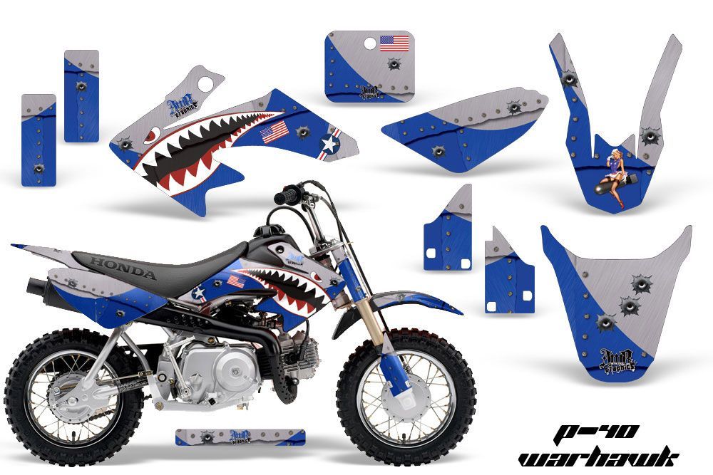 Honda CRF50 Dirt Bike Graphic Kit - 2004-2013 P40 Warhawk Blue