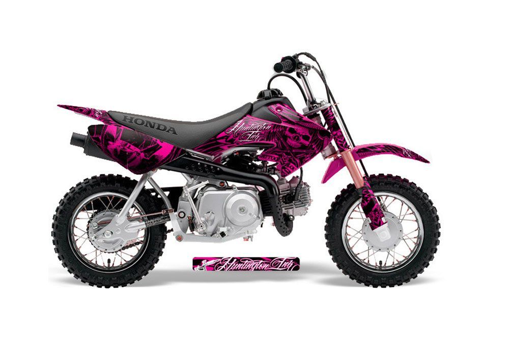 Honda CRF50 Dirt Bike Graphic Kit - 2004-2013 Skulls and Hammers Pink