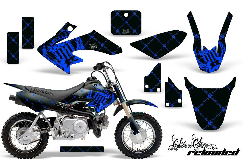 Honda CRF50 Dirt Bike Graphic Kit - 2004-2013 Silver Star - Reloaded Blue