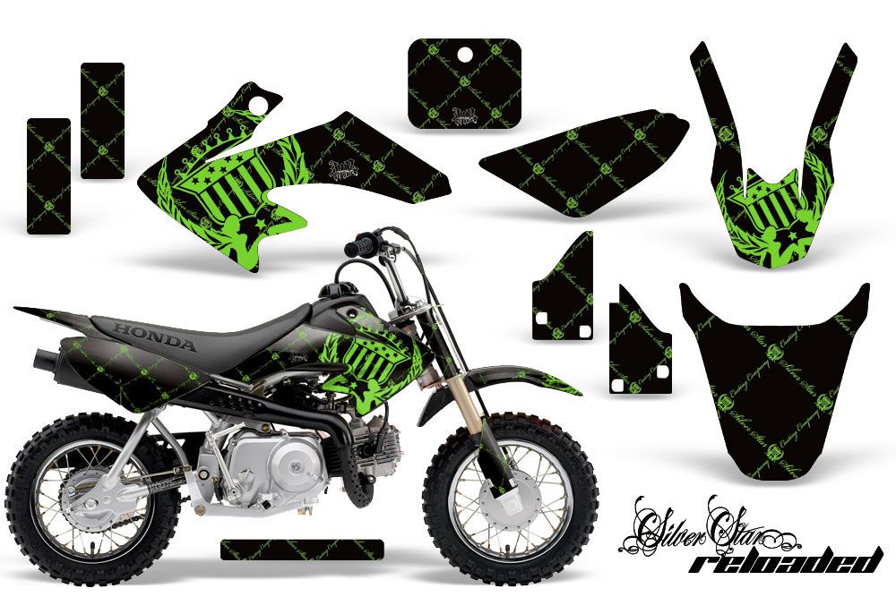 Honda CRF50 Dirt Bike Graphic Kit - 2004-2013 Silver Star - Reloaded Green