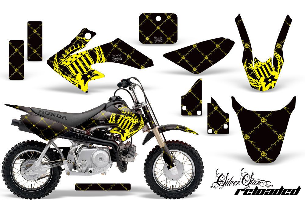 Honda CRF50 Dirt Bike Graphic Kit - 2004-2013 Silver Star - Reloaded Yellow