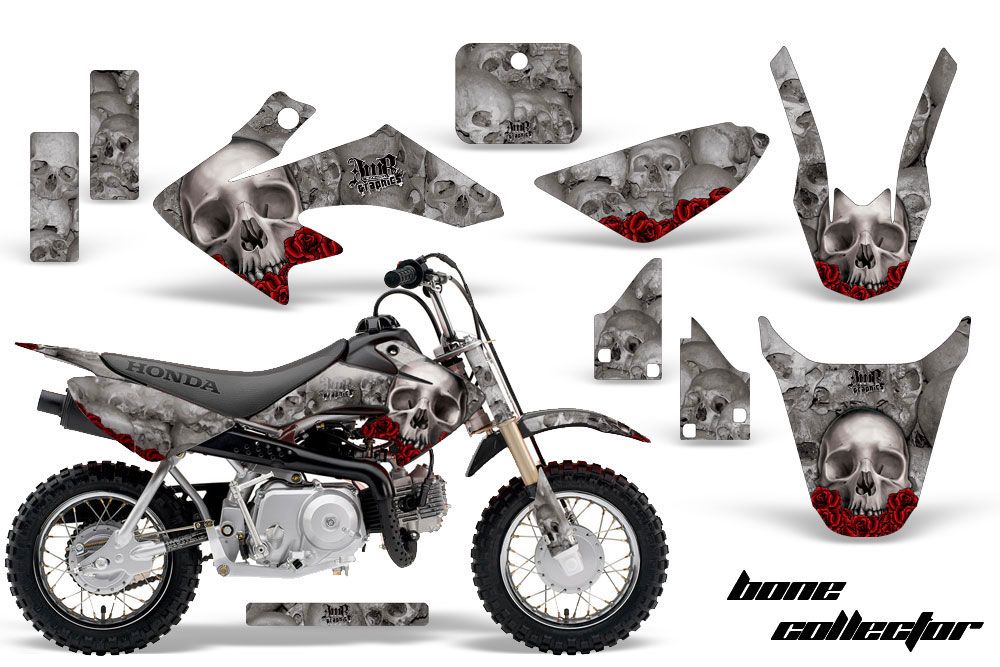 Honda CRF50 Dirt Bike Graphic Kit - 2004-2013 Bone Collector Silver