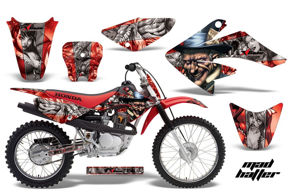 Honda CRF70 Dirt Bike Graphic Kit - 2004-2015 Mad Hatter Red